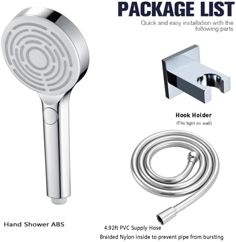 Uwerfm Handheld Shower Set with 3 Functions and Brass Bracket