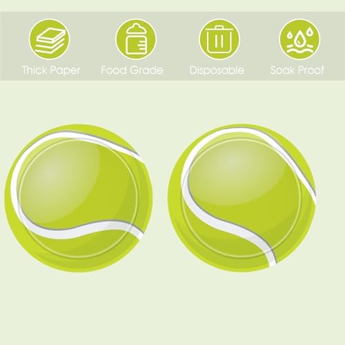 Tennis Themed Party Plates 60pcs 7 Inch Disposable Set