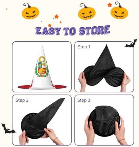 Peru Flag Print Carnival Halloween Witch Hat Party Costume