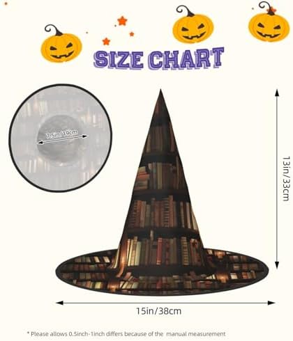 Elegant Book Room Library Print Witch Hat for Halloween Parties