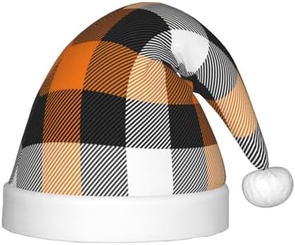Salelf Orange Plaid Santa Hat for Kids
