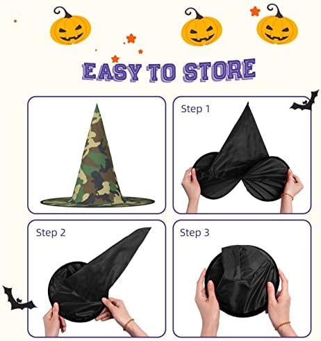 Green Military Camo Print Witch Hat for Halloween Parties