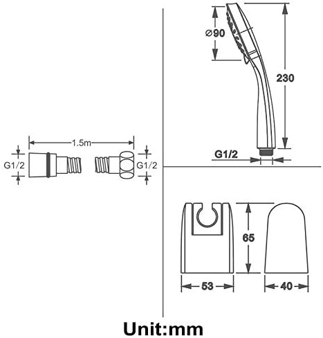 UWEREBFM Handheld Shower Head with 5 Modes