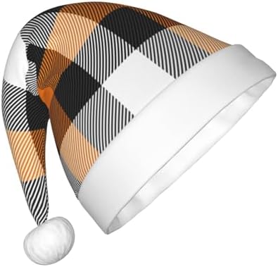 Salelf Orange Plaid Santa Hat for Kids