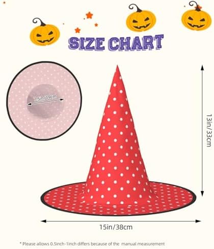 Red And White Polka Dots Witch Hat For Halloween Parties