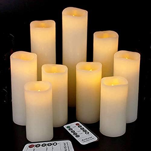 Antizer Flameless Candles Led Pack of 9 Ivory Real Wax