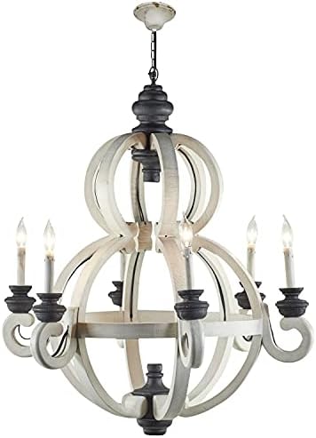 Deco 79 White Wood Rustic Candle Chandelier
