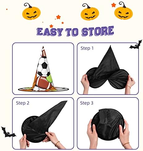 Stylish Foldable Sports Ball Print Witch Hat for Parties