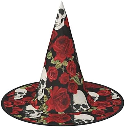 Rose Skull Print Halloween Witch Hat for Parties and Cosplay