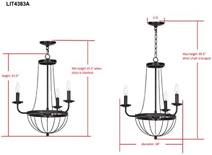 Safavieh Jacques 3-light Black Metal Chandelier
