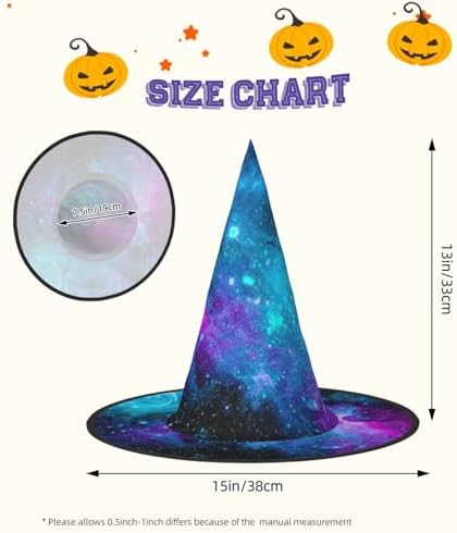 Purple Star Sky Print Witch Hat for Parties and Halloween