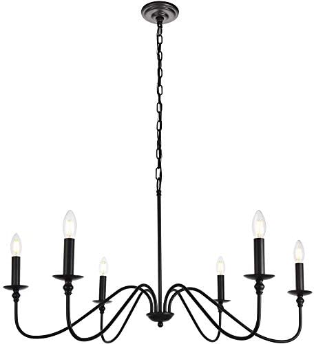 Elegant Lighting Rohan 6 Light Matte Black Chandelier
