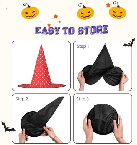 Red And White Polka Dots Witch Hat For Halloween Parties