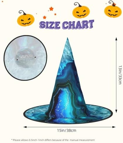Bright Aqua Blue Print Witch Hat for Halloween Parties and Cosplay