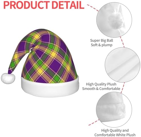 Mardi Gras Plaid Santa Hat for Kids Christmas Party Headwear