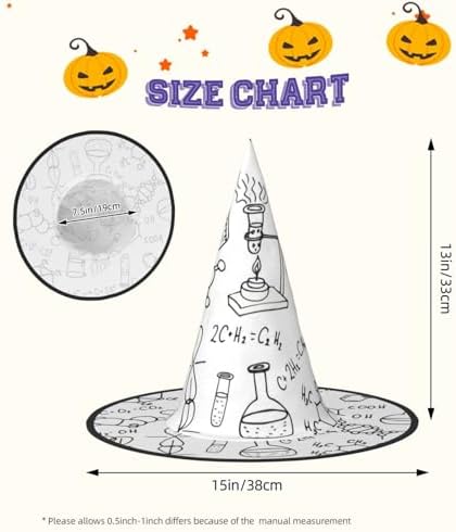 Chemistry Print Witch Hat for Halloween Parties
