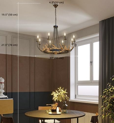 Rustic Deer Antler Chandelier with 8 Lights