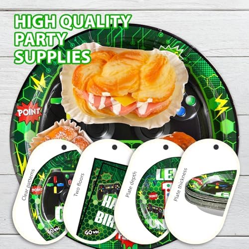 Grencian 96Pcs 11th Birthday Gaming Tableware Set