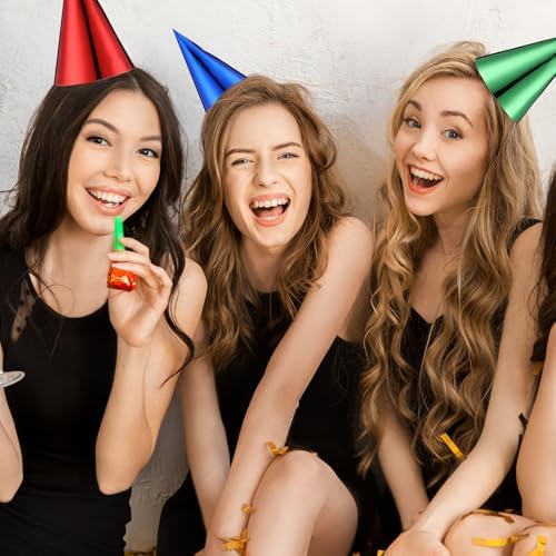 Geosar 400 Pcs Metallic Foil Birthday Hats for Adults