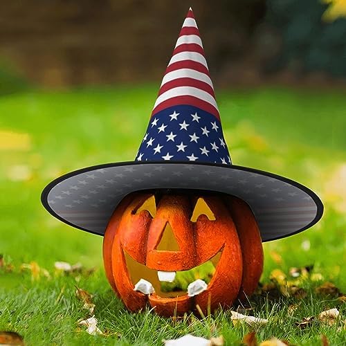 American Flag Stars Stripes Halloween Witch Hat for Parties and Cosplay