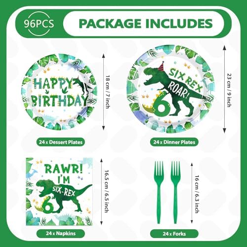 Grencian 96 Pcs Dinosaur Birthday Decorations Set