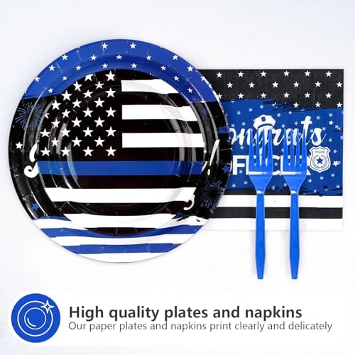 Grencian 96Pcs Police Retirement Party Plates and Napkins Set