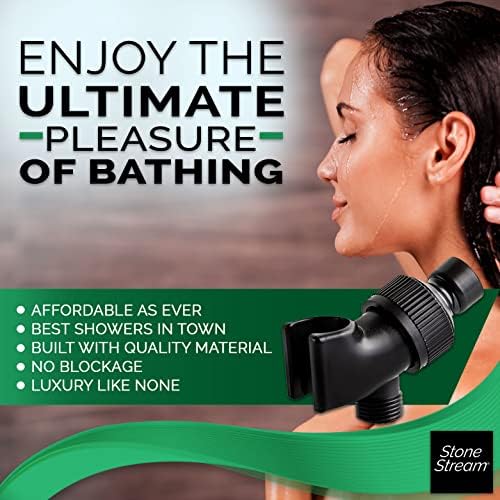 StoneStream Adjustable Wall Shower Adapter and Holder - Matte Black