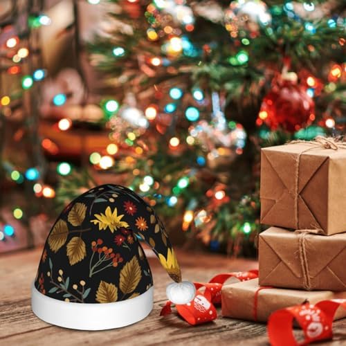 Salelf Sunflowers Leaves Santa Hat for Kids