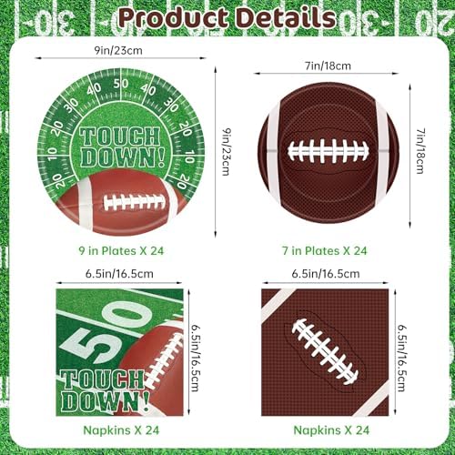 96 Pcs Football Party Plates Napkins Set
