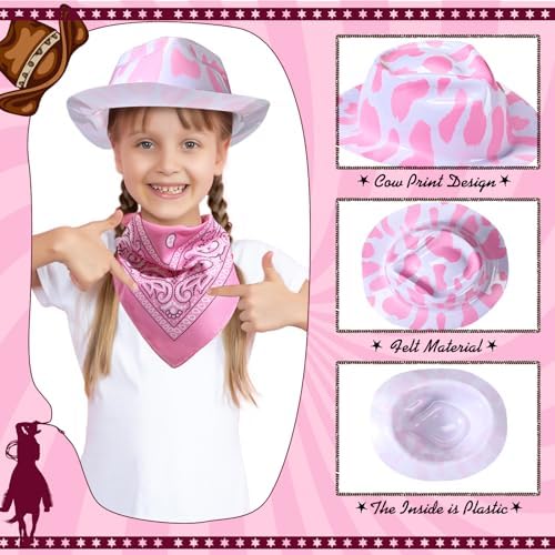 Haysandy 24 Pcs Cow Print Cowboy Hats with Bandanas