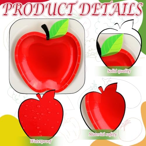 Havawish 100 Pcs Apple Shaped Paper Plates Red Yellow