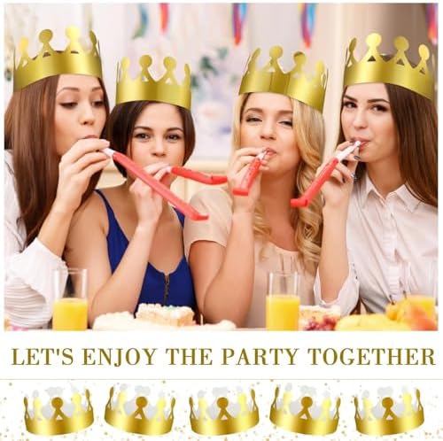 Crtiin 100 Pcs Gold Paper Crowns for Birthday Parties