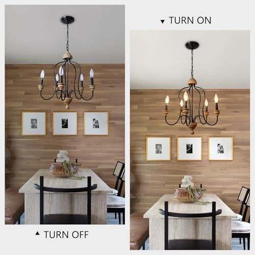 Black Rustic Farmhouse 5-Light Chandelier Ceiling Light