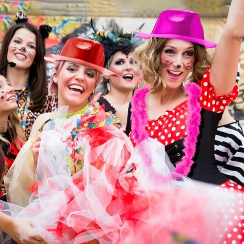 JaGely 48 Pcs Halloween Neon Party Hats and Boas