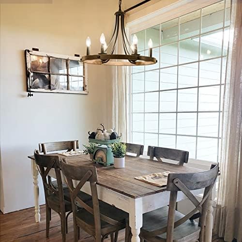 Wagon Wheel Chandelier with 6 Candle Lights