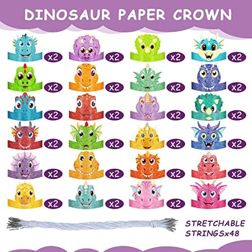 48 Pcs Dinosaur Party Hats Kids Birthday Decor