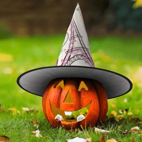 Paris Tower Flower Print Witch Costume Hat