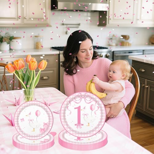 MEHOFOND 168pcs Silly Goose Birthday Plates Set for Girls