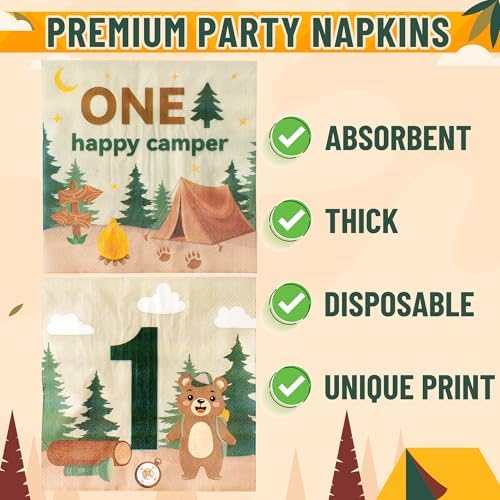 Happy Camper Themed 96Pcs Party Tableware Set