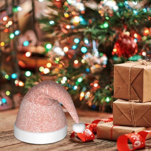 Rose Gold Glitter Santa Hat for Kids