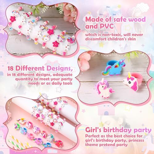 Tondiamo Unicorn Ring Bracelet Set 48 Pcs