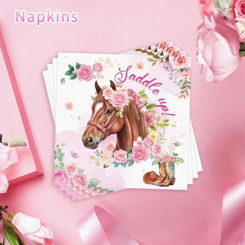 96 Pcs Horse Birthday Party Tableware Set for Girls