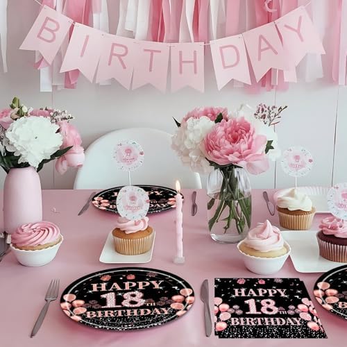 Rose Gold 18th Birthday Plates and Napkins Set