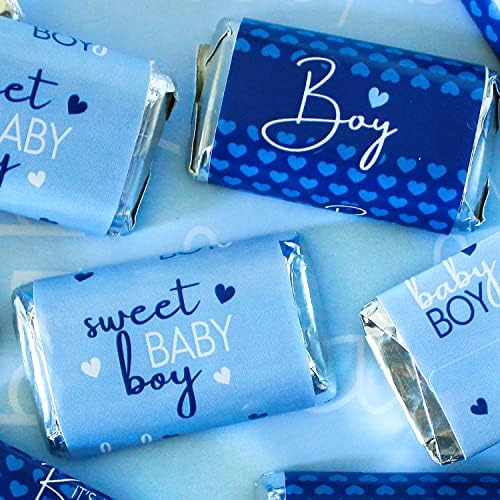 Distinctivs Blue Baby Shower Wrappers for Mini Chocolate Bars 42 Count