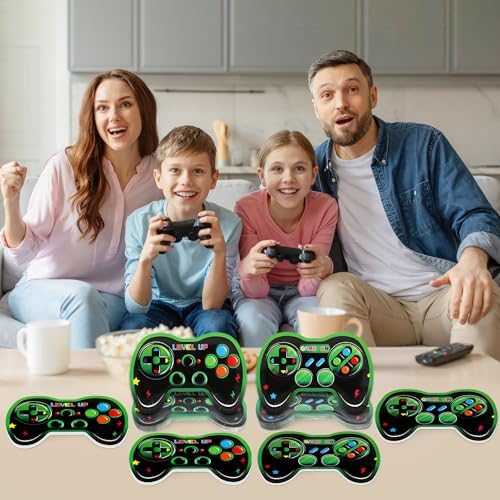 48Pcs Green Gamepad Shaped Paper Plates for Gaming Birthday Party