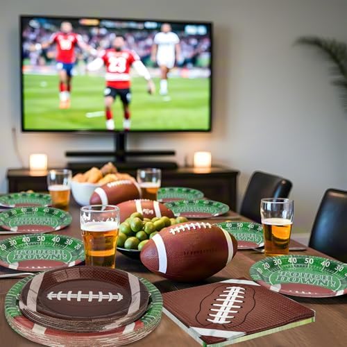 96 Pcs Football Party Plates Napkins Set