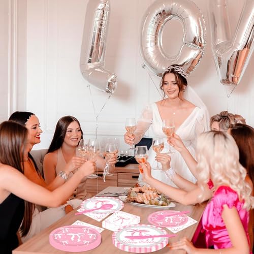 142pcs Pink Bow Party Set for 20 Guests