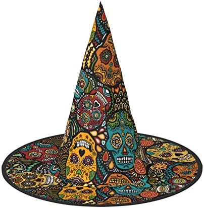 JBYJBX Sugar Skulls Print Halloween Witch Hat