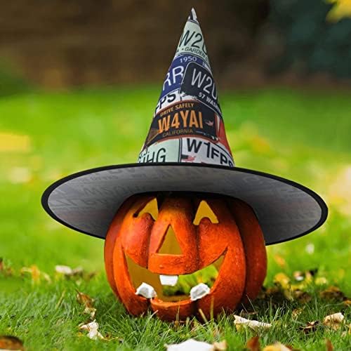 Jbyjbx License Plate Print Witch Hat for Parties