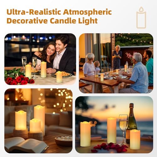 Realistic Battery Operated Flameless Candles with Timer Set of 3